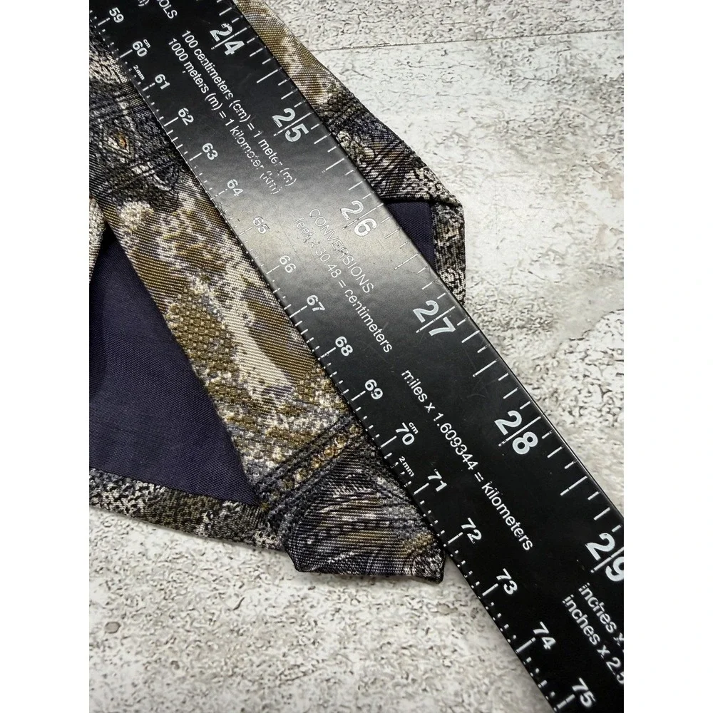 Mickey & Co 100% Silk Tie Mens‎ One Size Brown Paisley Pointed Necktie Mickey